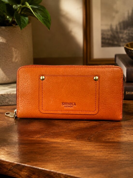Shinola Handbags - Shinola Detroit The Pocket Zip Wallet in Bold Orange Leather NEW $295 MSRP